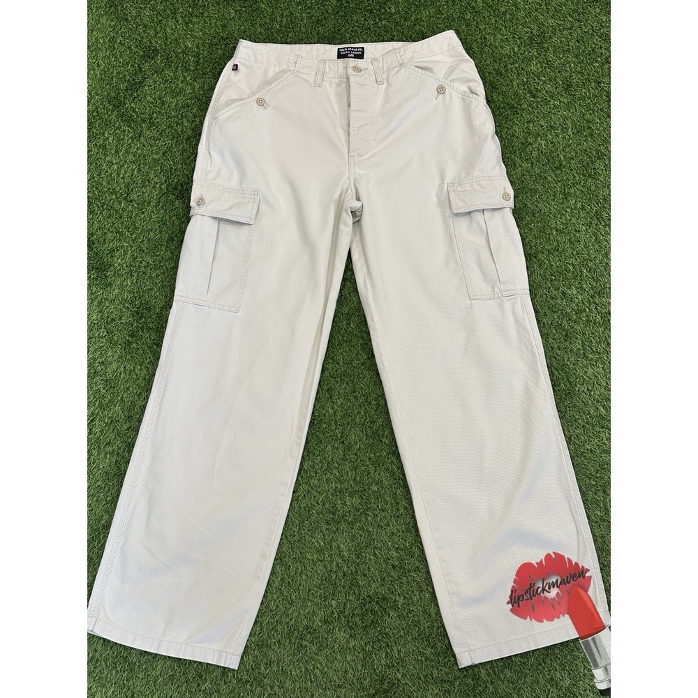 Polo Jeans Co Military Cargo Pants Women 10 x 31 Beige Ralph Lauren Utility
